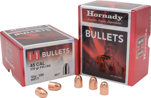 Hornady Bullets 45 Cal .451 - 230gr Fmj-rn 100ct 15bx/cs