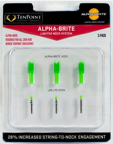 Tenpoint Lighted Xbow Nock - Alpha-brite .297" Green 3pk 3