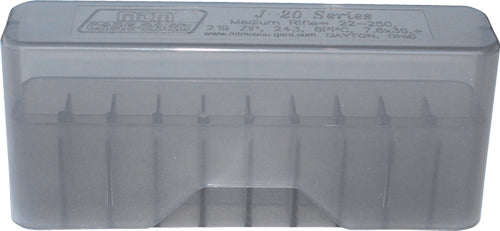 Mtm Ammo Box Medium Rifle 20 - Rounds Slip Top Style Smk Grey