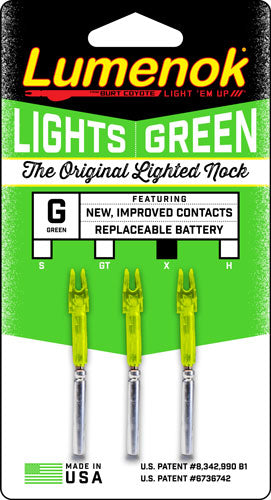 Lumenok Lighted Nock - X-series Green 3pk 3