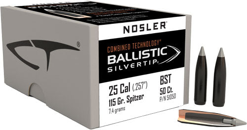 Nosler Bullets 25 Cal .257 - 115gr Ballistic Silver Tip 50c