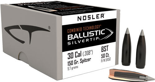 Nosler Bullets 30 Cal .308 - 150gr Ballistic Silver Tip 50c
