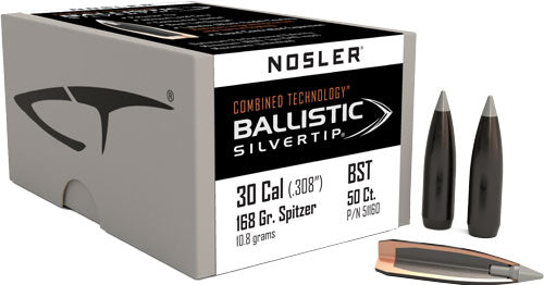 Nosler Bullets 30 Cal .308 - 168gr Ballistic Silver Tip 50c