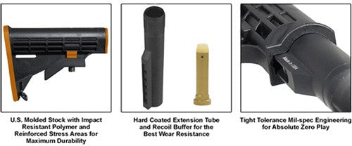 Utg Stock Assembly Ar-15 Black - 6 Position Mil-spec 3
