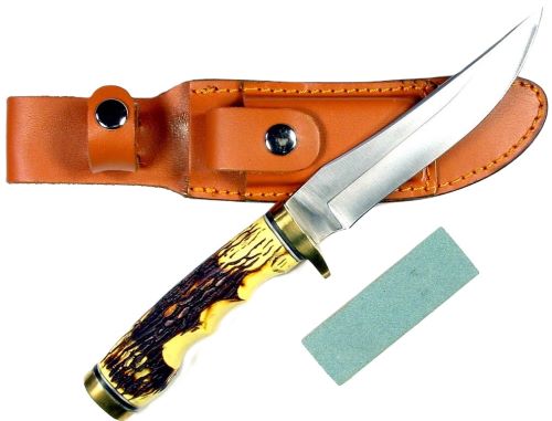 Ruko Fixed Blade Hunting Knife - 5" Delrin Deer Horn Handle 1