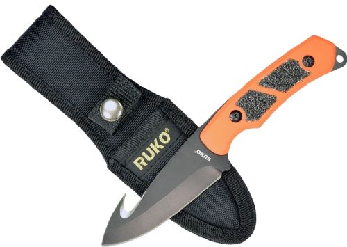 Ruko Fixed Blade Skinner 3.25" - Blaze Orange Handle Clamshell 1