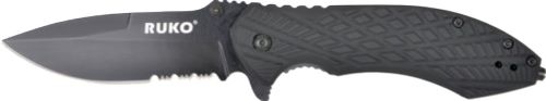 Ruko Folder Serrated 3.25" - Black Handle Clamshell 1