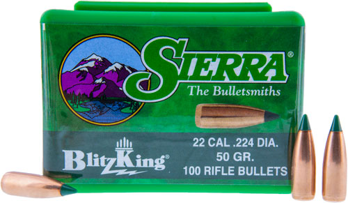 Sierra Bullets .22 Cal .224 - 50gr Blitzking 100ct