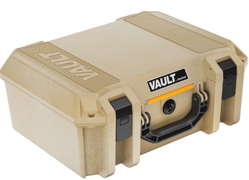 Pelican Vault V300 Large- - 5 Pistol Cse Pre Cut Foam Tan 1