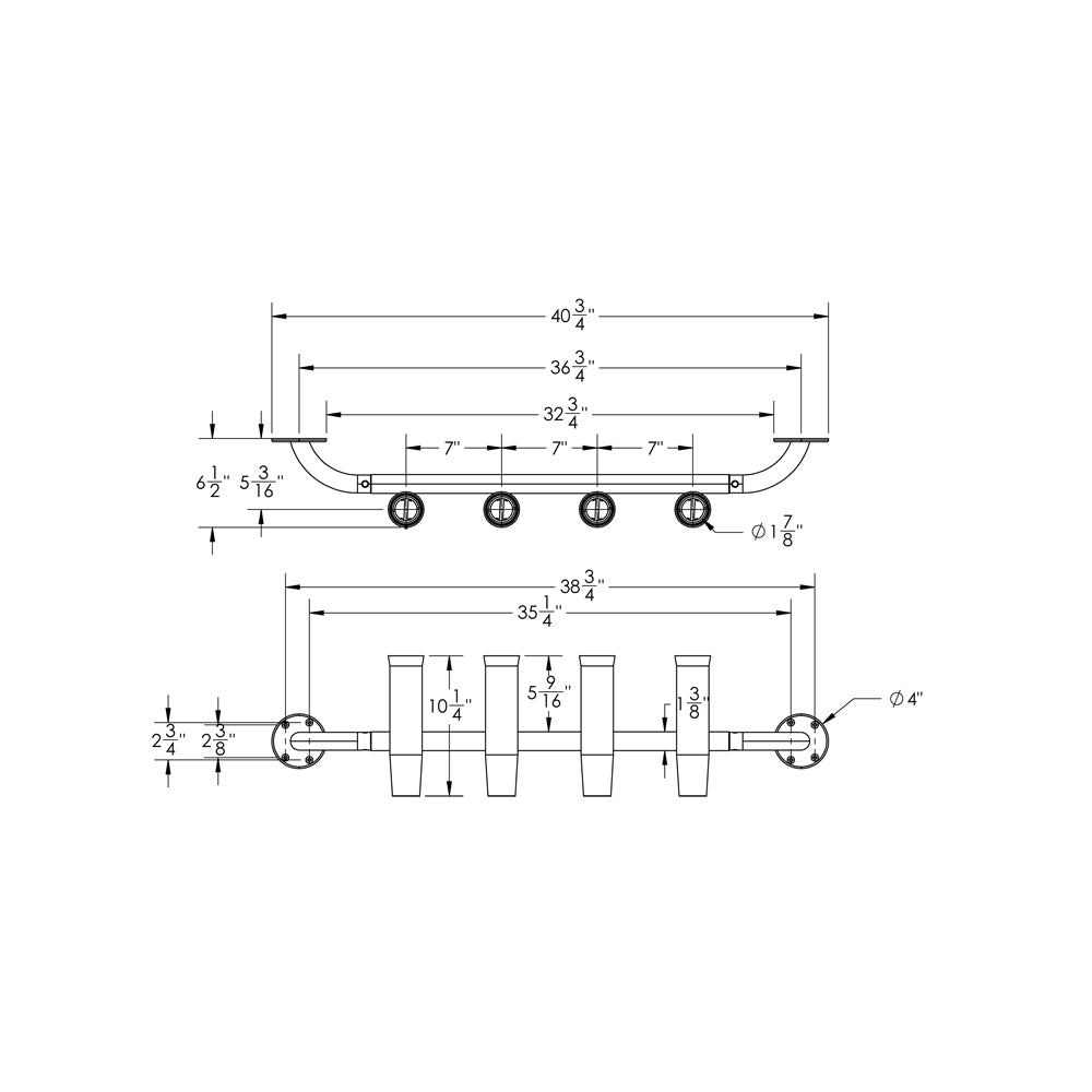 TACO 4-Rod Transom Mount Rod Rack [F31-3504BSA-1] 3