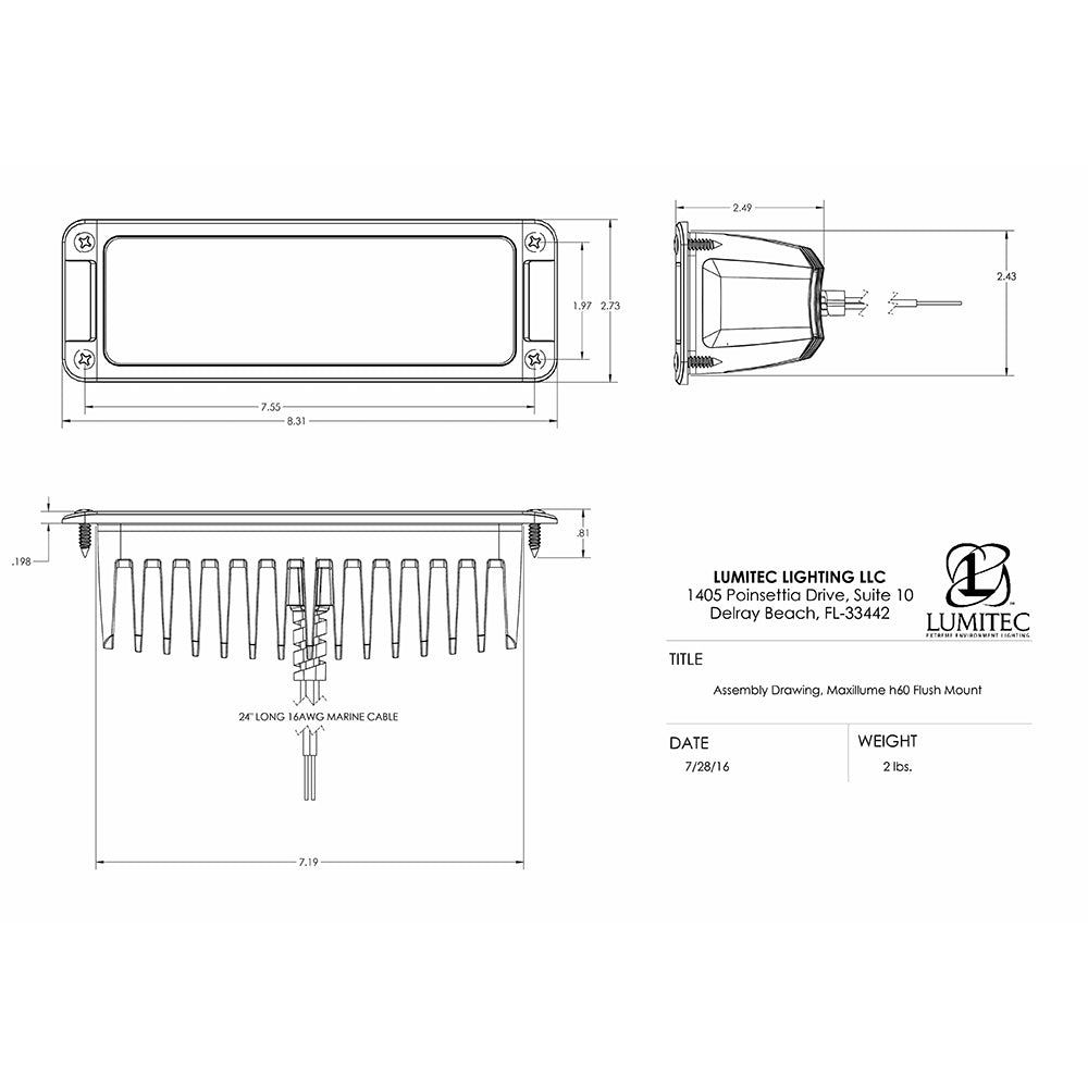 Lumitec Maxillumeh60 - Flush Mount Flood Light - White Housing - White Dimming [101336] 3