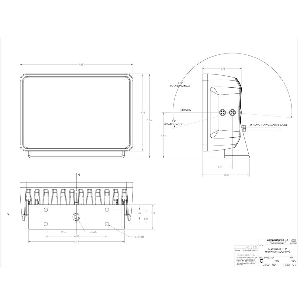 Lumitec Maxillume h120 - Trunnion Mount Flood Light - White Housing - White Dimming [101346] 3
