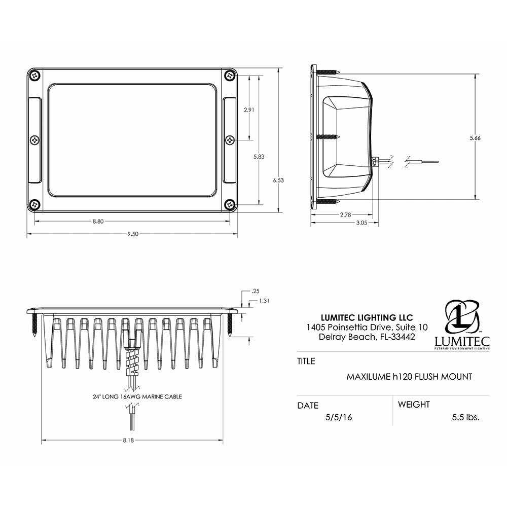 Lumitec Maxillume h120 - Flush Mount Flood Light - White Housing - White Dimming [101348] 3