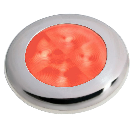 Hella Marine Slim Line LED 'Enhanced Brightness' Round Courtesy Lamp - Red LED - Stainless Steel Bezel - 12V [980507221]