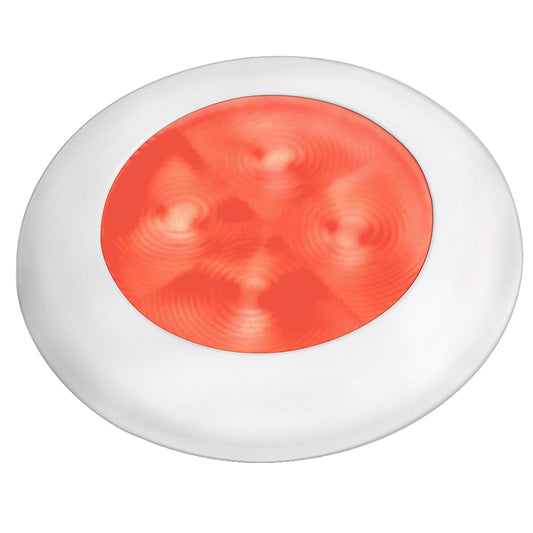 Hella Marine Slim Line LED 'Enhanced Brightness' Round Courtesy Lamp - Red LED - White Plastic Bezel - 12V [980507241]