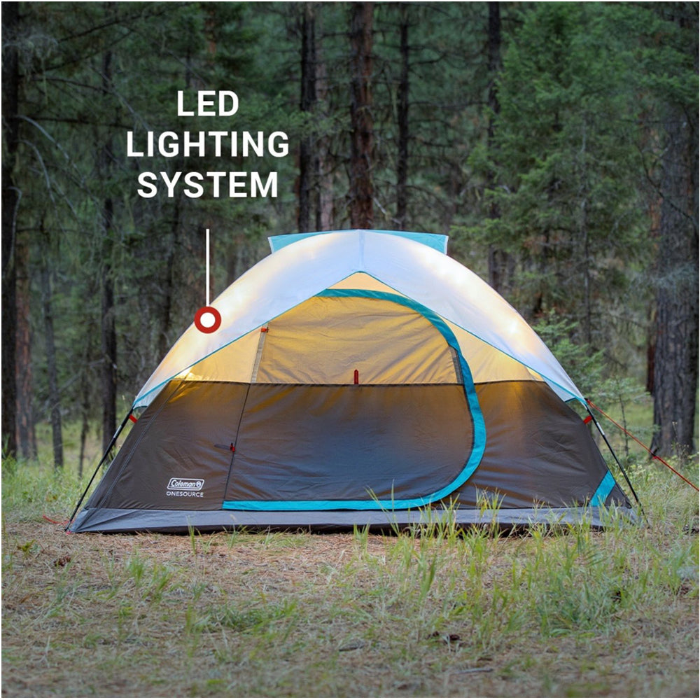 Coleman OneSource Rechargeable 4-Person Camping Dome Tent w/Airflow System  LED Lighting [2000035457] 4