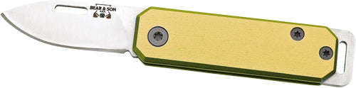 Bear & Son Slip Joint Folder - 1.5" Yellow-ss Aluminum Handle