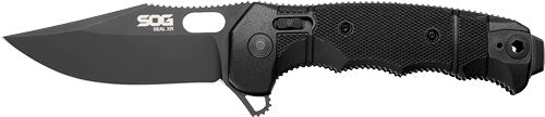 Sog Knife Seal Xr Black Crkte - 3.9" Pln Edge Fldr Grn Usa