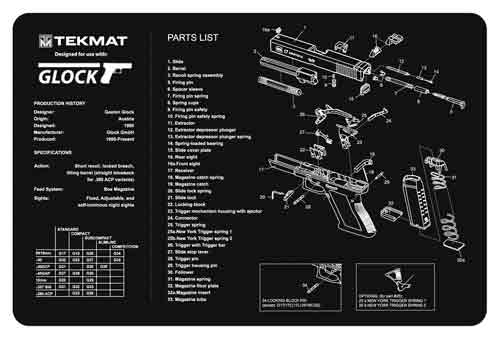 Tekmat Armorers Bench Mat - 11"x17" Glock 17 G3