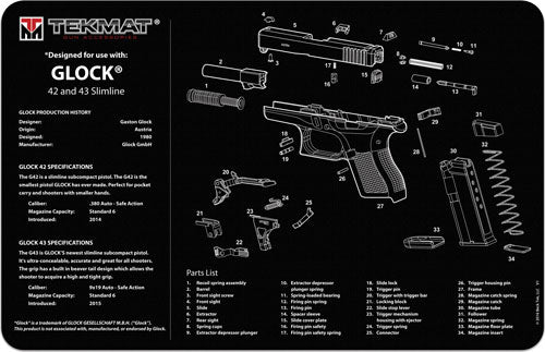 Tekmat Armorers Bench Mat - 11"x17" Glock 42 & 43