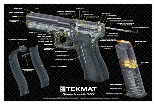 Tekmat Armorers Bench Mat - 11"x17" Glock 17 G4 Cut Away