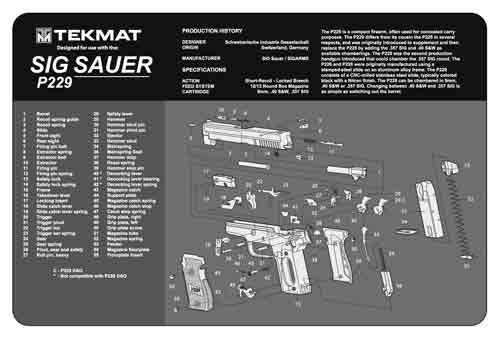 Tekmat Armorers Bench Mat - 11"x17" Sig Sauer 229 Pistol