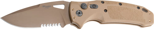 Hogue K320a M17 3.5" Auto Fldr - Drop Point Blade Poly Tan