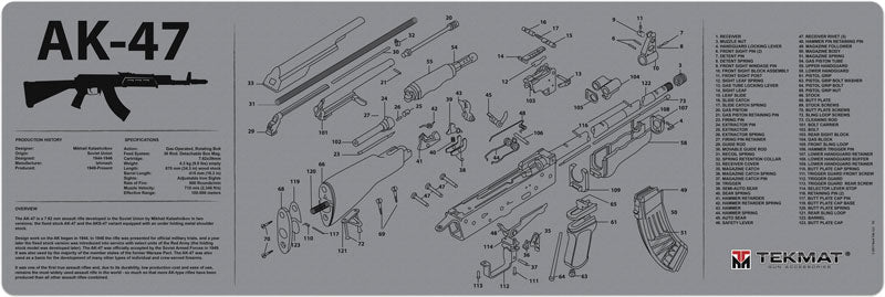 Tekmat Armorers Bench Mat - 12"x36" Ak-47 Grey