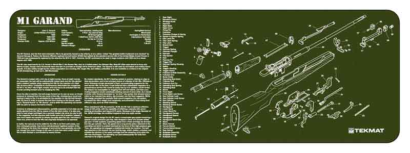 Tekmat Armorers Bench Mat - 12"x36" M1 Garand Olive Drab