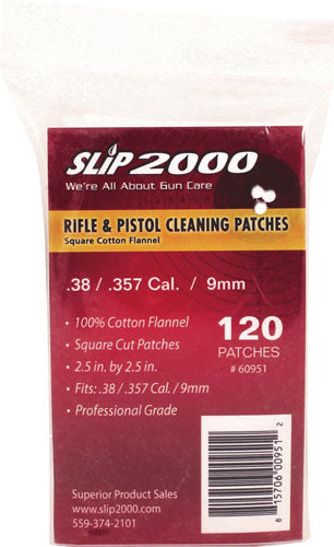 Slip 2000 Cleaning Patches - 2.5"sq .38-357-40-9mm 120-pack