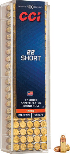 Cci 22 Short 1080fps 29gr - 100rd 50bx/cs Copper Plated Rn