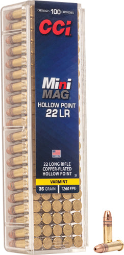 Cci Mini-mag 22lr 1260fps 36gr - 100rd 50bx/cs Lead Hp