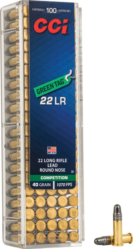 Cci Green Tag 22 Lr 1070fps - 40gr Lead-rn 100rd 50bx/cs