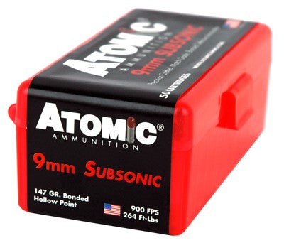 Atomic 9mm Luger Subsonic - 147gr Jhp 50rd 10bx-cs 4
