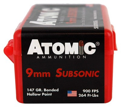 Atomic 9mm Luger Subsonic - 147gr Jhp 50rd 10bx-cs