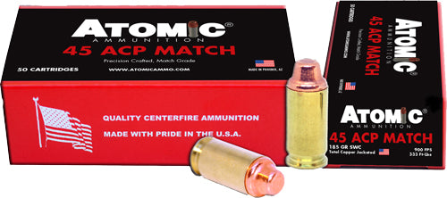 Atomic 45 Acp Match 185gr Lead - Swc Copper Plated 50rd 10bx-cs