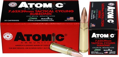 Atomic 7.62x39 Subsonic 220gr - Bthp 50rd 10bx/cs