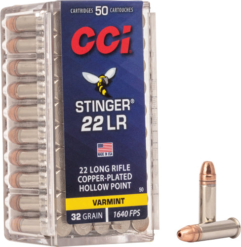 Cci Stinger 22lr 1640fps 32gr - 50rd 100bx/cs Jhp