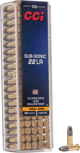 Cci Subsonic 22lr 1050fps 40gr - 100rd 50bx-cs Lead Hp