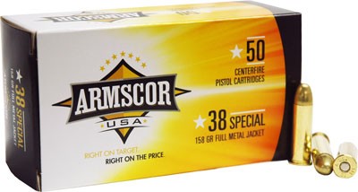 Armscor 38 Special 158gr Fmj - 50rd 20bx-cs Made In Usa