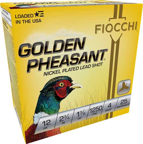 Fiocchi Gldn Phsnt 12ga 2.75" - #4 1250fps 1-3/8 25rd 10bx/cs