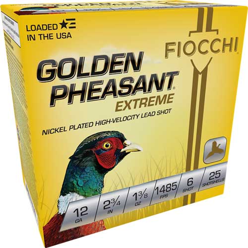 Fiocchi Gldn Phsnt 12ga 2.75" - 1485fps 1-3/8 #6 25rd 10bx/cs