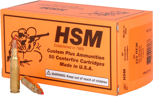 Hsm 222 Rem 50gr Hornady V-max - 20rd 25bx/cs