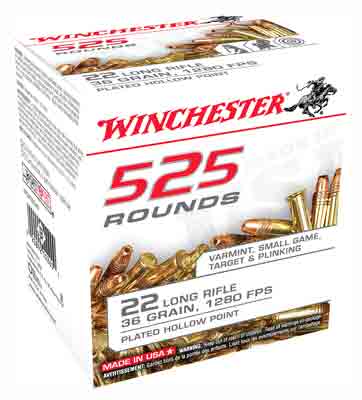 Winchester 22lr 1280fps 36gr - 525rd Bulk 10bx/cs Plated Hp
