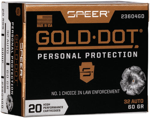 Speer Gold Dot 32 Acp 60gr - 20rd 10bx/cs Gdhp