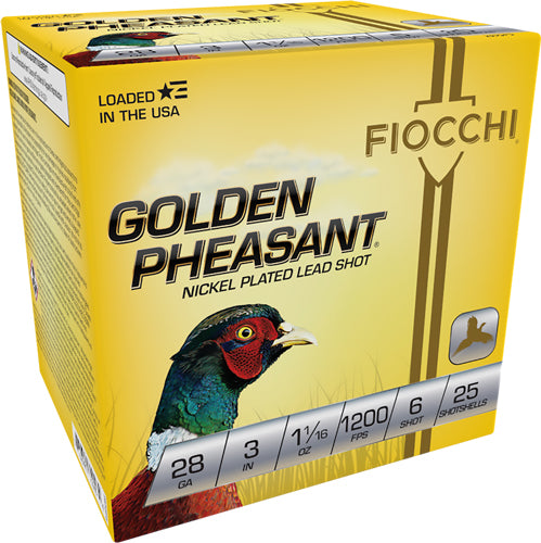Fiocchi Gldn Phsant 28ga 3" #6 - 25rd 10bx/cs 1200fps 1-1/16oz
