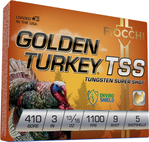 Fiocchi Gldn Turkey Tss 410 3" - 5rd 10bx/cs 1100fps 13/16oz #9