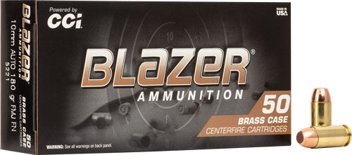 Cci 10mm Auto 180gr Fmj Blazer - 50rd 20bx/cs Brass