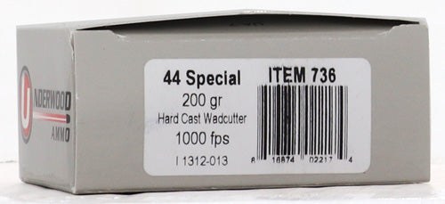 Underwood 44 Spl 200gr Hard - 20rd 10bx-cs Cast Wadcutter