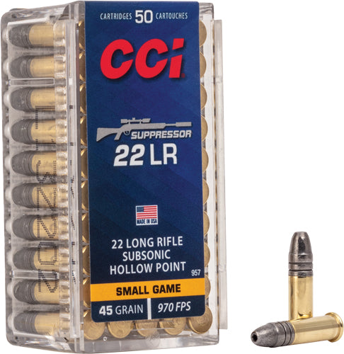 Cci Suppressor 22lr 970fps - 50rd 100bx-cs 45gr Hp